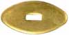 Oval Knife Guard #2, 13/16" wide by 1-5/8" long, 3/16" thick, large retangular slot 3/16" wide by 1/2" long, brass
